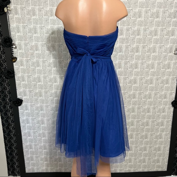 Marina Royal Blue Knee-Length Pleated Chiffon Strapless Dress Size 8 - Picture 7 of 11